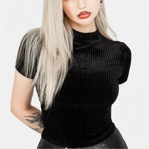 Disturbia Rosaline Velour Rib Crop Top